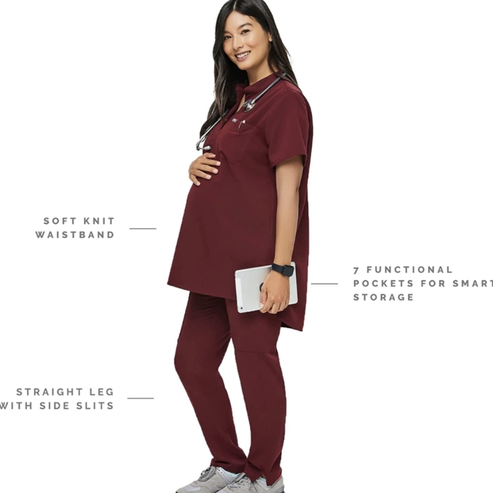 Figs Maternity Scrubs Set Burgundy - small/petite